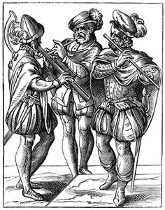 Flöjt- och kornettspelare, 1500-talet 1849. av Jost Amman