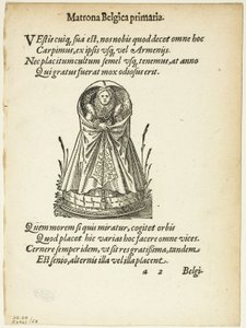 Matrona Belgica primaria (Belgisk matrona av första rang) från Gynaeceum, sive Theatrum Mulierum, plansch 53 från Woodcuts from Books of the XVI Century av Jost Amman