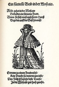 Adlig kvinna i Moskva. Från Frauentrachtenbuch Frankfurt, 1586, 1586 av Jost Amman