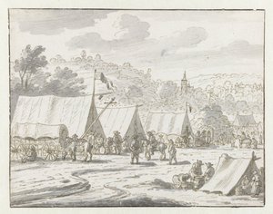 Vy över ett läger för armén av Willem III nära Lembeek, Flemländska Brabant