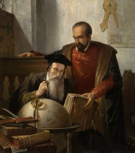 Mercator och Ortelius (olja på duk) av Jozef (1816 88) Bellemans