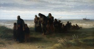Fiskare som bär en drunknad man, ca 1861 (olja på duk) av Jozef (1824 1911) Israels