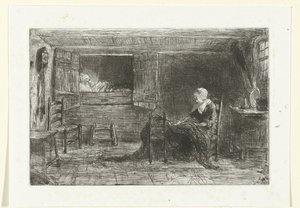 Två figurer i en interiör av Jozef Israëls (possibly copy after)