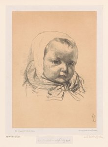 Porträtt av en baby med hatt av Jozef Israëls