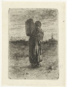 Kvinna med en korg på ryggen av Jozef Israëls