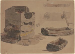 Studier av brunn och trätråg