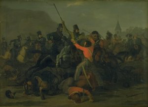 Överste Boncke Bönnichsens fall den 6 december 1813 under en duell mellan jyska drakar och kosacker av Jørgen V. Sonne