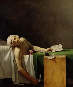 The Death of Marat, efter originalet av Jacques-Louis David (1748-1825) (olja på duk)