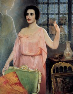 Porträtt av Margarita Xirgu (1888-1969), i "la Xirgu en cristalline", av bröderna Quinteros (olja på duk) av Juan Antonio Benlliure y Gil