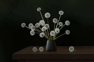 En stillsam blomsterarrangemang med maskrosor