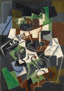 Fruktskål, Pipa och Journal av Juan Gris