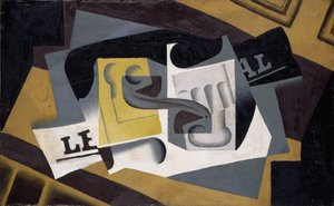 Glas och tidning av Juan Gris