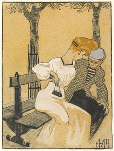 Man och kvinna på bänk av Juan Gris