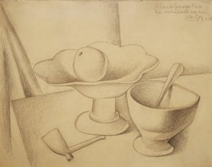 Stilleben med fruktfat; Nature Morte au Compotier, 1919 av Juan Gris
