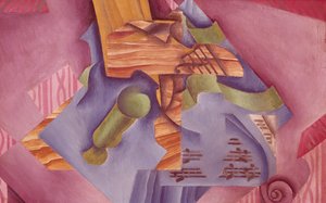 Stilleben med fiol och glas av Juan Gris (1887-1927), olja på duk, 46x73 cm av Juan Gris