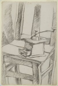 Kaffekvarnen (Le Moulin à Café), 1911 (kol på lagt papper) av Juan Gris