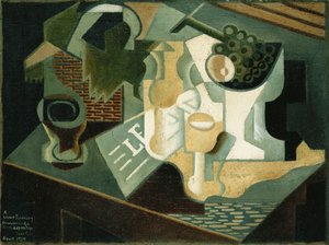 Bordet framför byggnaden; La Table Devant le Battiment, 1919 av Juan Gris