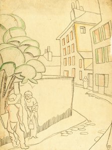En gata i Montmartre av Juan Gris