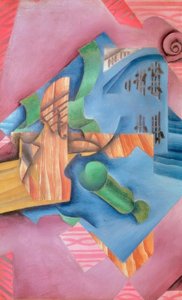 Fiol och glas (stilleben) av Juan Gris