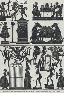 Ark 11 med figurer för kinesiska skuggdockor, 1859.
