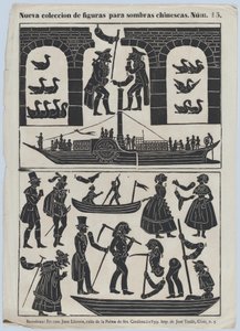 Ark 15 med figurer för kinesiska skuggdockor, 1859.