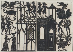 中国の影絵人形の図のシート 5、1859 年。スウェーデン語
