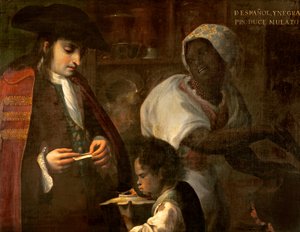 Spanjoren och den svarta ger upphov till en mulatt, ca 1715
