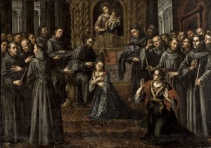 Saint Clare of Assisi (1194-1253) - Barock: The profession of Saint Clare av Ruiz Soriano, Juan (1701-1763) av Juan Ruiz Soriano