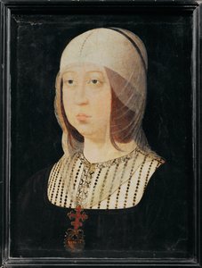 Isabella den katolska av Kastilien, hustru till Ferdinand av Aragonien ... (målning på trä) av Juan de (attr. to) Flandes