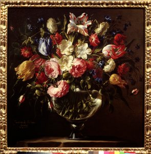 Vas med blommor. Målning av Juan de Arellano (1614-1676)