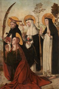 Maria Magdalena, Peter av Verona, Katarina av Siena och Margareta av Ungern av Juan de Borgoña
