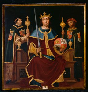 Saint Ferdinand tronade med två hovmän