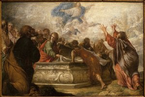 Jungfruns antagande. Målning av Juan de Valdes Leal (1622-1690), olja på duk, cirka 1680. Museum of Fine Arts i Sevilla, Spanien.