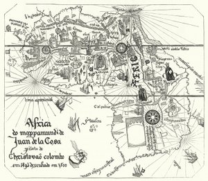 Afrika, från Juan de la Cosas världskarta från 1500 (gravyr) av Juan de la (after) Cosa