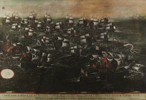 Sjöslaget vid Pernambuco eller vid Abrojos (vy III). Omkring 1632 Tabell 3-v2-2 av Juan de la Corte