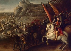 ""stridsscen"" Målning av Juan de la Corte (1597-1660) 1643 Dim 66,5x88 cm State Hermitage, Sankt Petersburg