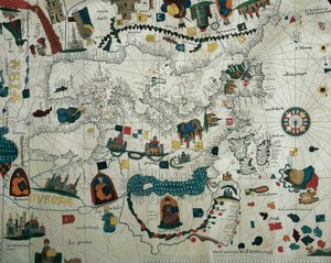 Europa, från en 1800-talskopia av den nautiska planisfären av Juan de la Cosa