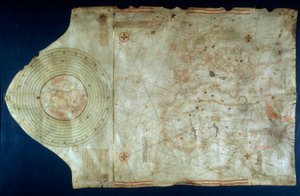 Marinkort över Juan de la Cosa (1460-1510), kartografkompanjon till navigatören Christopher Columbus (1451-1506)