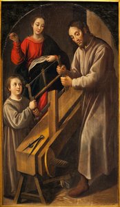 Nasarets verkstad. Målning av Juan del Castillo (cirka 1590-1658), olja på duk, cirka 1634-1636. Museum of Fine Arts i Sevilla, Spanien. av Juan del Castillo