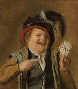 En kortspelare (olja på panel) av Judith (circle of) Leyster