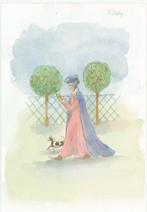 En medeltida dam i en trädgård, 2004. av Judith Dobie