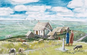 Klosterbosättning, Glastonbury Tor, 1000-talet, 1990-2010 av Judith Dobie