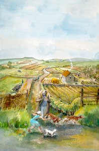 Landsbygdslandskap, 300-talet, c1990-2010 av Judith Dobie