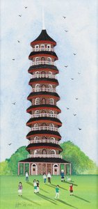 Kew Pagoda, 2009 (Gouache på papper) av Judy Joel