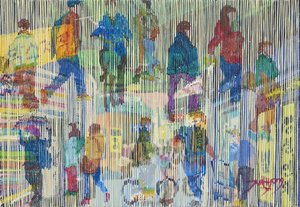 Abstrakt stadsfolkmassa av Jukyong Park