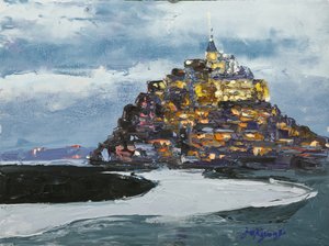 Mont Saint-Michel i kvällssolen av Jukyong Park