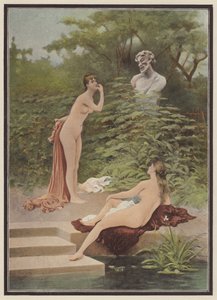 Hån, kvinnor som badar (färg litho)