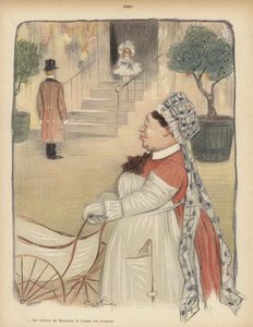 Redan!: liten flicka som öppnar dörren (färg litho) av Jules Abel Faivre