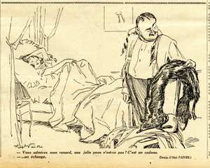 Uppriktig, satirisk i N & B av Jules Abel Faivre
