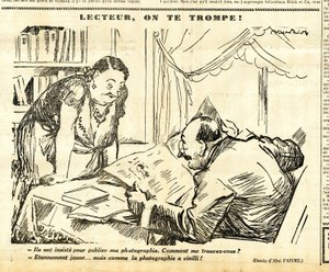 Uppriktig, satirisk i N & B av Jules Abel Faivre
